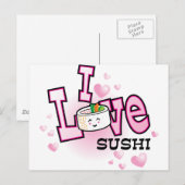 Carte Postale J'aime les sushis (Devant / Derrière)