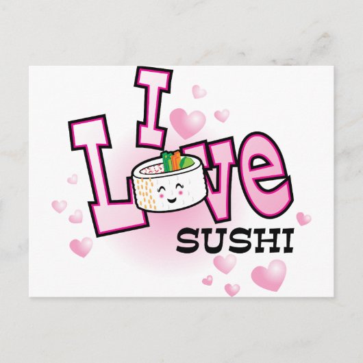 Carte Postale J'aime les sushis (Devant)