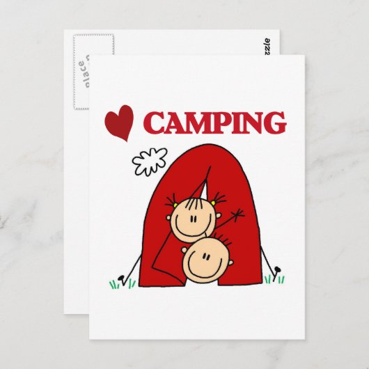 Carte Postale J'aime les T-shirts et les cadeaux campants (Devant / Derrière)