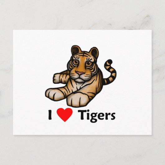 Carte Postale J'aime les tigres (Devant)