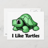 Carte Postale J'Aime Les Tortues (Devant / Derrière)