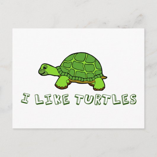 Carte Postale J'Aime Les Tortues Green Mate (Devant)