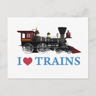 Carte Postale J'aime les trains
