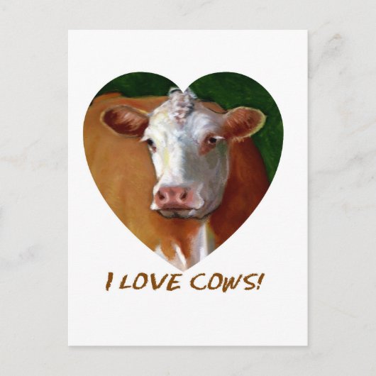 CARTE POSTALE J'AIME LES VACHES (Devant)