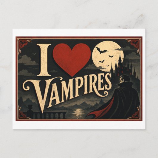 Carte Postale "J'aime les vampires" (Devant)