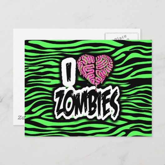 Carte Postale J'aime les zombies (Devant / Derrière)