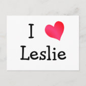 Carte Postale J'aime Leslie (Devant)