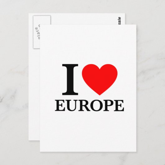 Carte Postale J'aime l'Europe (Devant / Derrière)
