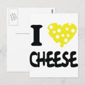 Carte Postale J'aime l'icône du fromage (Devant / Derrière)