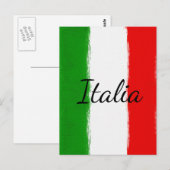 Carte Postale J'aime l'Italie.Drapeau de l'Italie. (Devant / Derrière)