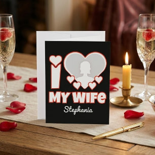Carte Postale J'aime ma femme personnalisé – Ajouter nom et phot