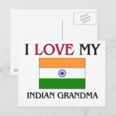 Carte Postale J'Aime Ma grand-mère indienne (Devant / Derrière)