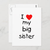 Carte Postale J'Aime Ma Grande Soeur (Devant / Derrière)