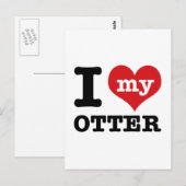 Carte Postale J'aime ma loutre (Devant / Derrière)
