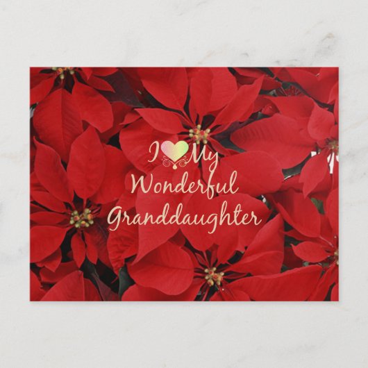 Carte Postale J'Aime Ma Merveilleuse Petite-Fille, Noël (Devant)