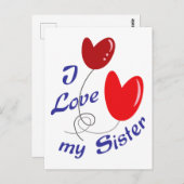 Carte Postale J'aime ma soeur (Devant / Derrière)