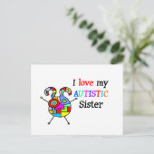 Carte Postale J'Aime Ma Soeur Autiste (Debout devant)