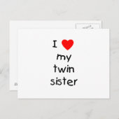 Carte Postale J'Aime Ma Soeur Twin (Devant / Derrière)
