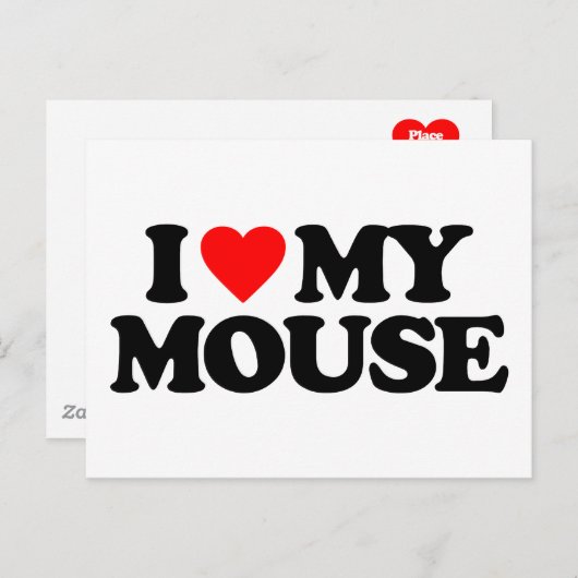 CARTE POSTALE J'AIME MA SOURIS (Devant / Derrière)