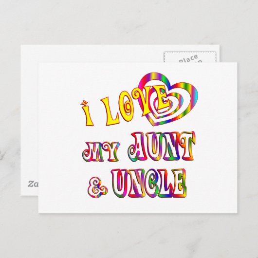 Carte Postale J'aime ma tante et mon oncle (Devant / Derrière)