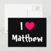 Carte Postale J'aime Matthieu (Devant / Derrière)