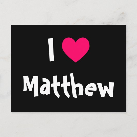 Carte Postale J'aime Matthieu (Devant)