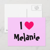 Carte Postale J'aime Melanie (Devant / Derrière)