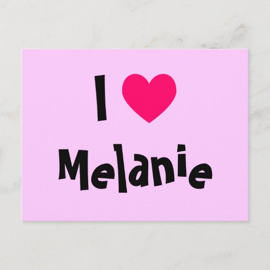 Carte Postale J'aime Melanie (Devant)