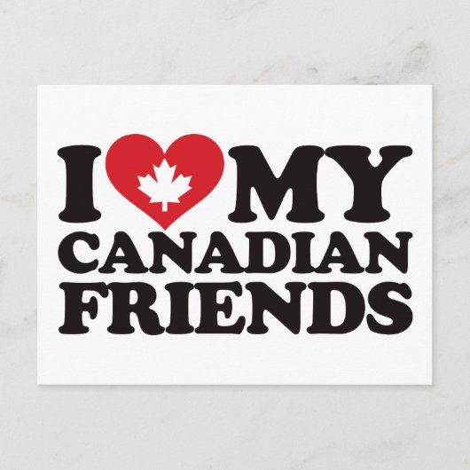 Carte Postale J'aime mes amis canadiens (Devant)
