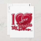 Carte Postale J'AIME MES Amis rouge - coeur (Devant / Derrière)