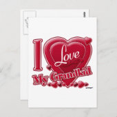 Carte Postale J'Aime Mes Coeurs Rouges Enfants (Devant / Derrière)