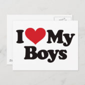 Carte Postale J'Aime Mes Garçons (Devant / Derrière)