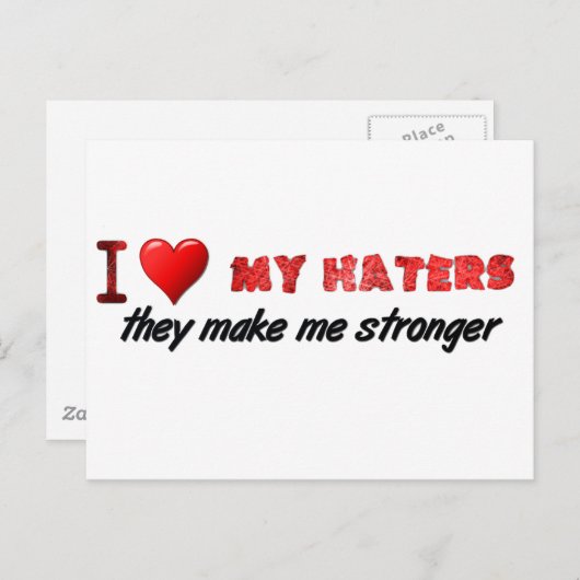 Carte Postale J'aime mes haineux ... (Devant / Derrière)