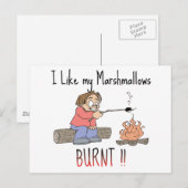 Carte Postale J'aime mes mashmallows brûlés (Devant / Derrière)