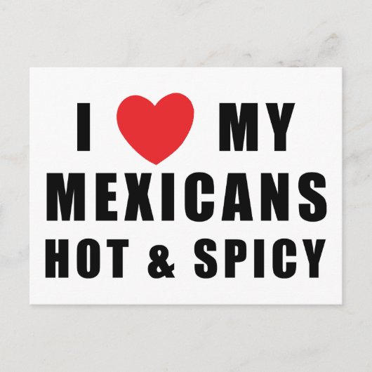 Carte Postale J'aime mes Mexicains chaud et épicé (Devant)