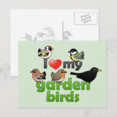 Carte Postale J'Aime Mes Oiseaux De Jardin (Devant / Derrière)