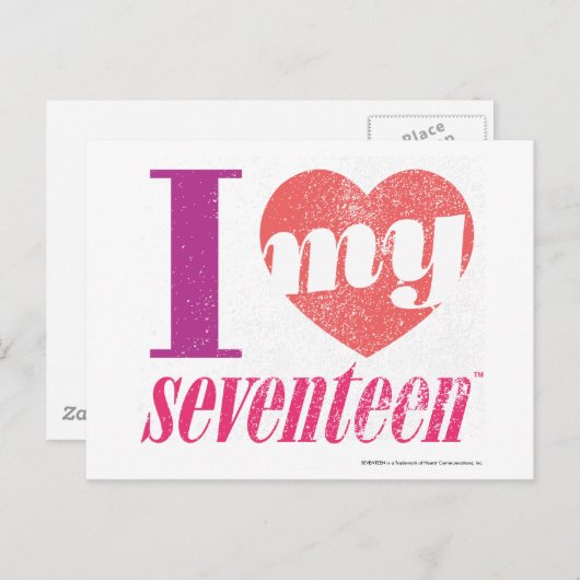 Carte Postale J'Aime Mon 17 Rose (Devant / Derrière)