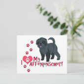 Carte Postale J'Aime Mon Affenpinscher ! (Debout devant)
