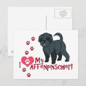 Carte Postale J'Aime Mon Affenpinscher ! (Devant / Derrière)