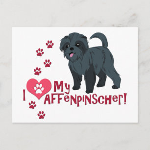 Carte Postale J'Aime Mon Affenpinscher !