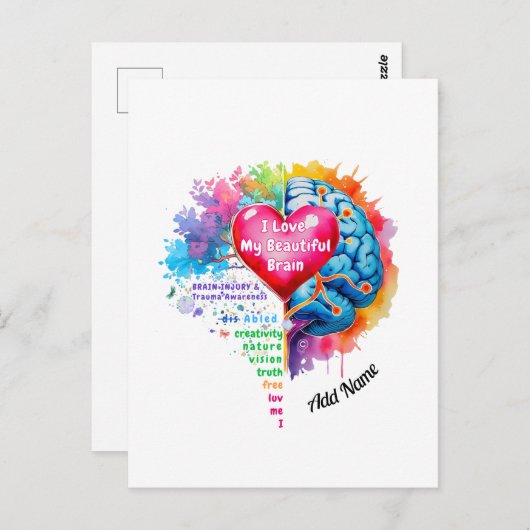 Carte Postale J'Aime Mon Beau Cerveau (Devant / Derrière)