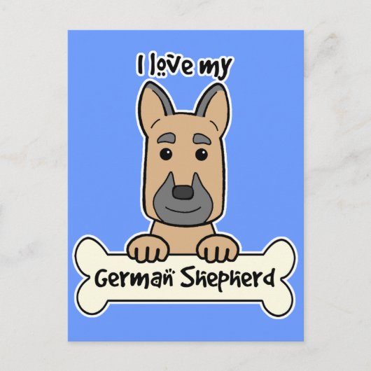Carte Postale J'Aime Mon Berger Allemand (Devant)