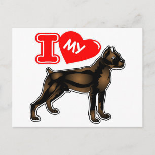 Carte Postale J'Aime Mon Boxer