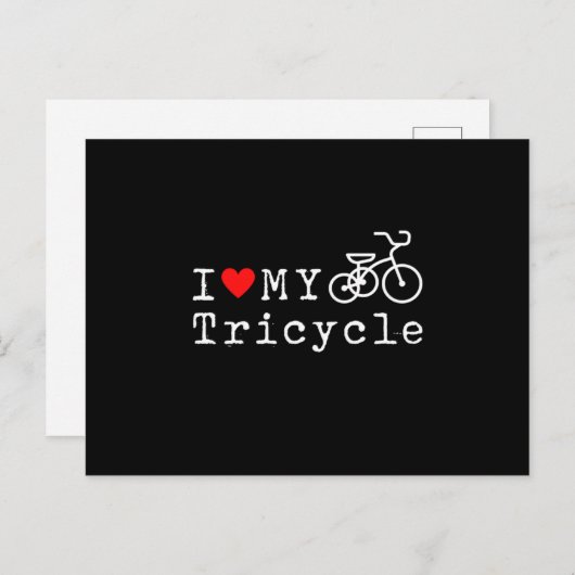 Carte Postale J'aime mon cadeau de tricycle Triker Trike trois r (Devant / Derrière)