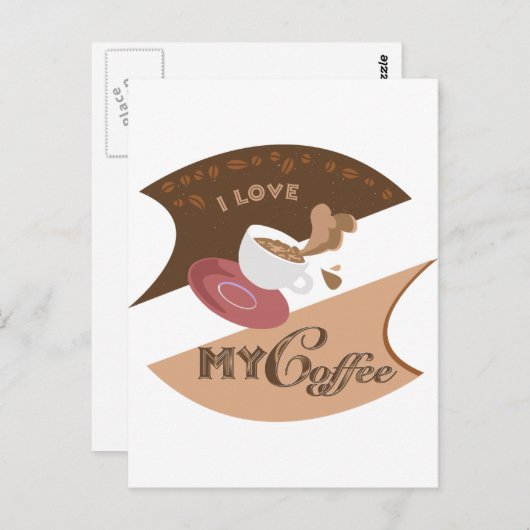 Carte Postale J'aime mon café Retro Java (Devant / Derrière)