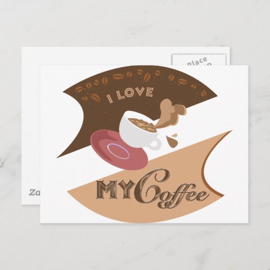 Carte Postale J'aime mon café Retro Java (Devant / Derrière)