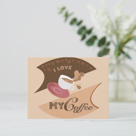 Carte Postale J'aime mon café Retro Java (Debout devant)