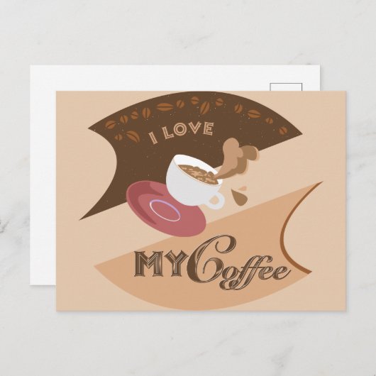Carte Postale J'aime mon café Retro Java (Devant / Derrière)