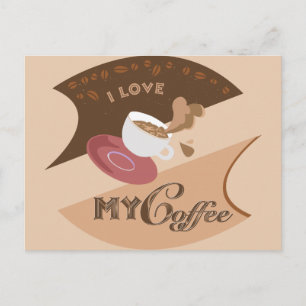 Carte Postale J'aime mon café Retro Java