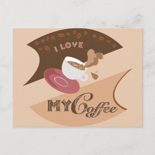 Carte Postale J'aime mon café Retro Java (Devant)